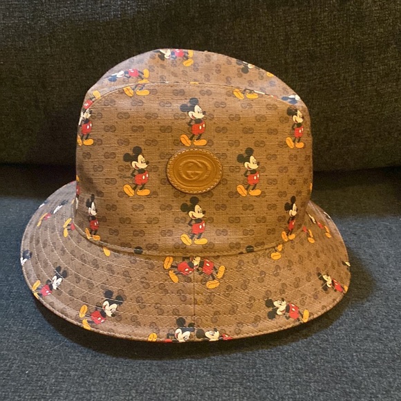 GUCCI X DISNEY Vintage GG Supreme Monogram Mickey Mouse Bucket Hat M - Picture 1 of 4